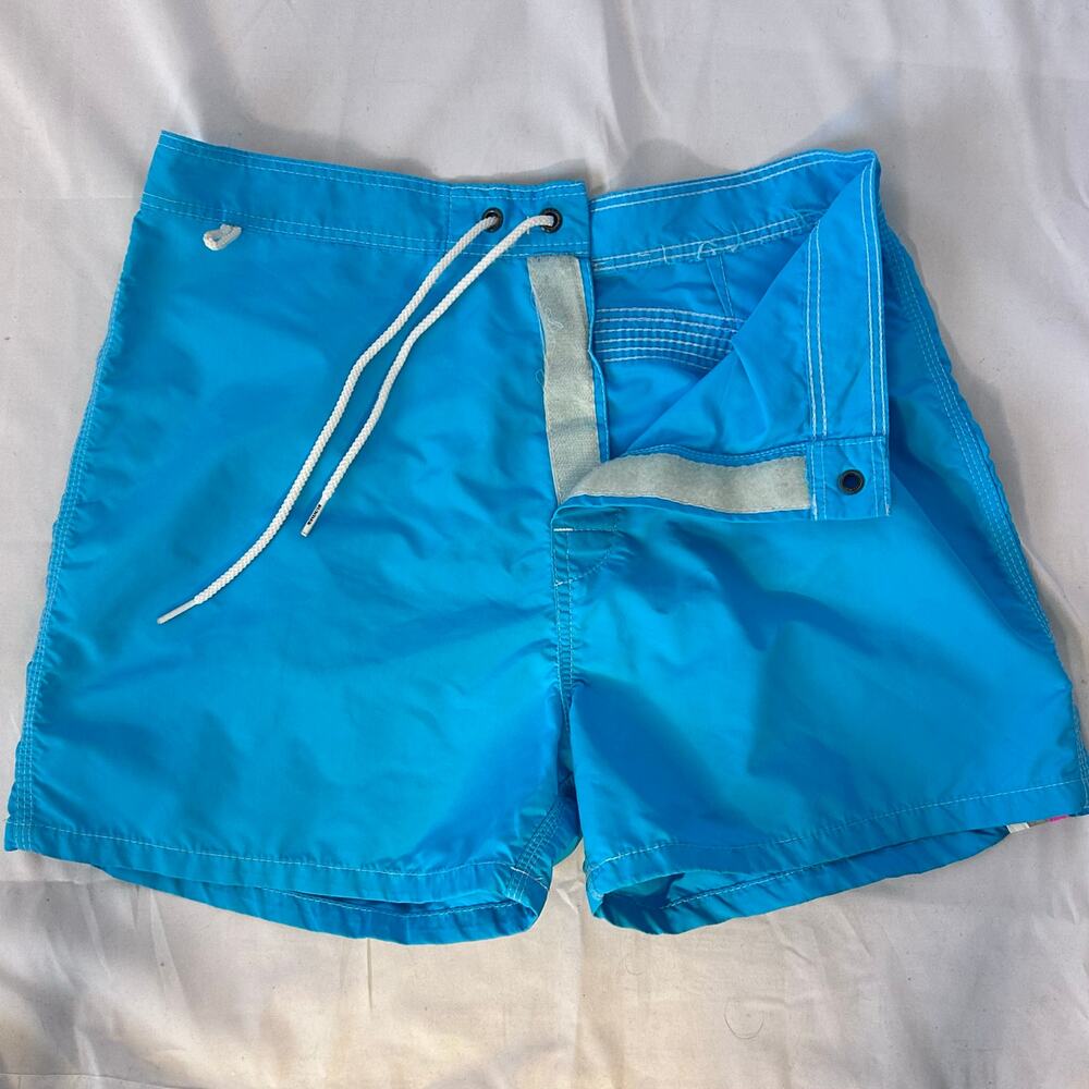 Sundek Men’s Size 29 Blue Pink Rainbow Stripe Board Shorts Swim Trunks